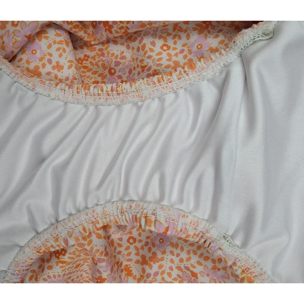 Bella Bliss Swimsuit Girls 8 Rash Guard Long Sleeve Orange Paisley Floral Ruffle